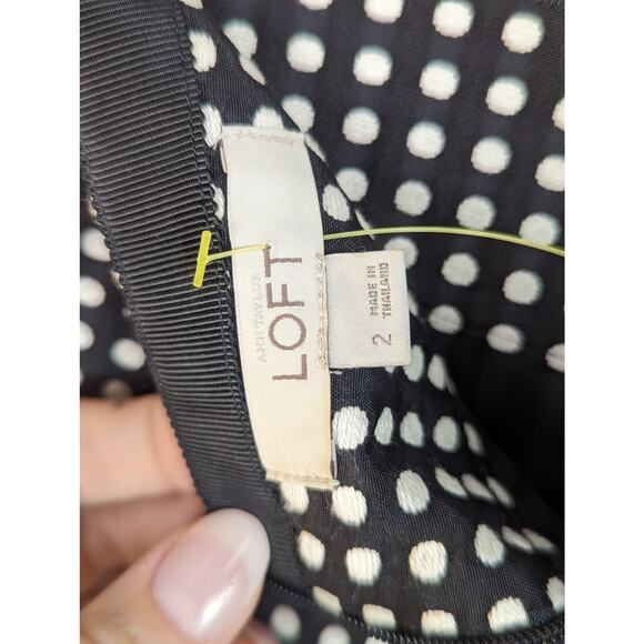 Ann Taylor Loft Miniskirt Size 2 Black White Polka Dot Preppy Twee Academia - Picture 6 of 7